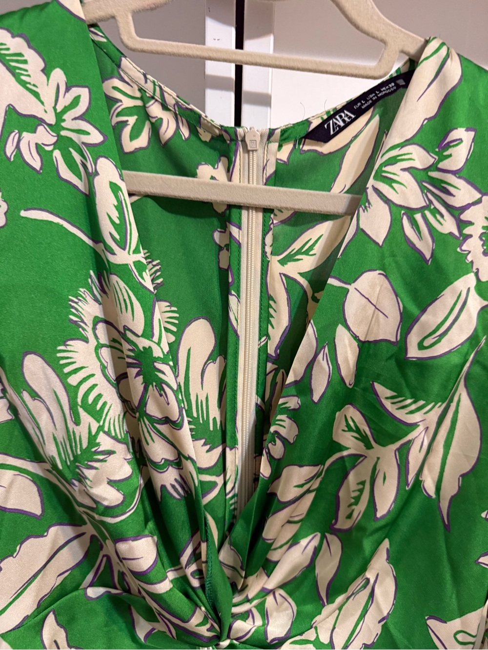 ZARA Green Print Wide Leg Jumpsuit Lg - Picture 4 of 6